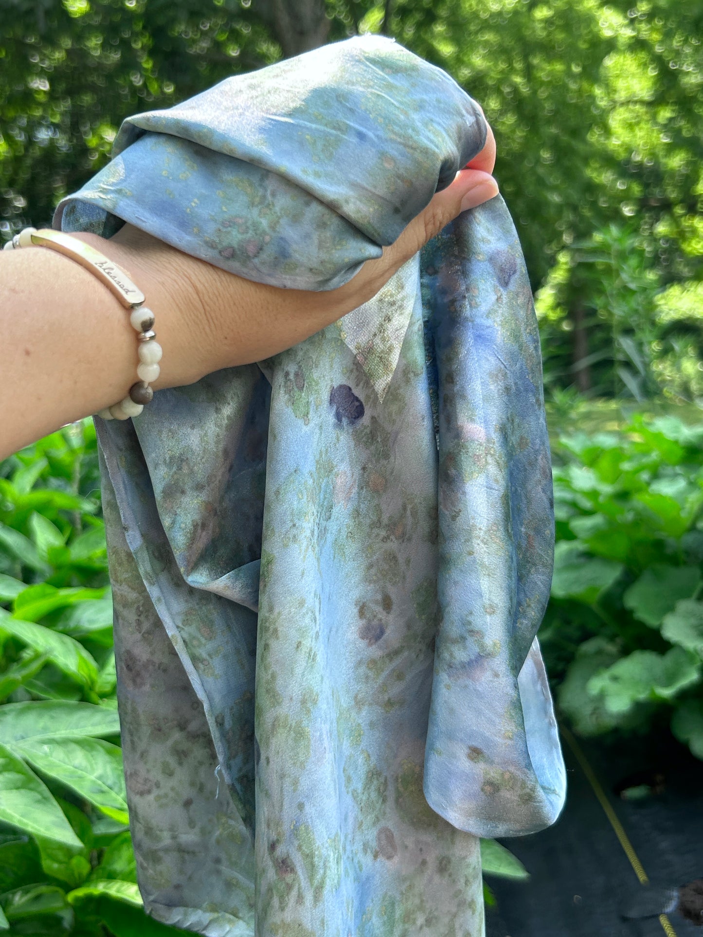 Mermaid Blues long silk scarf- lightweight