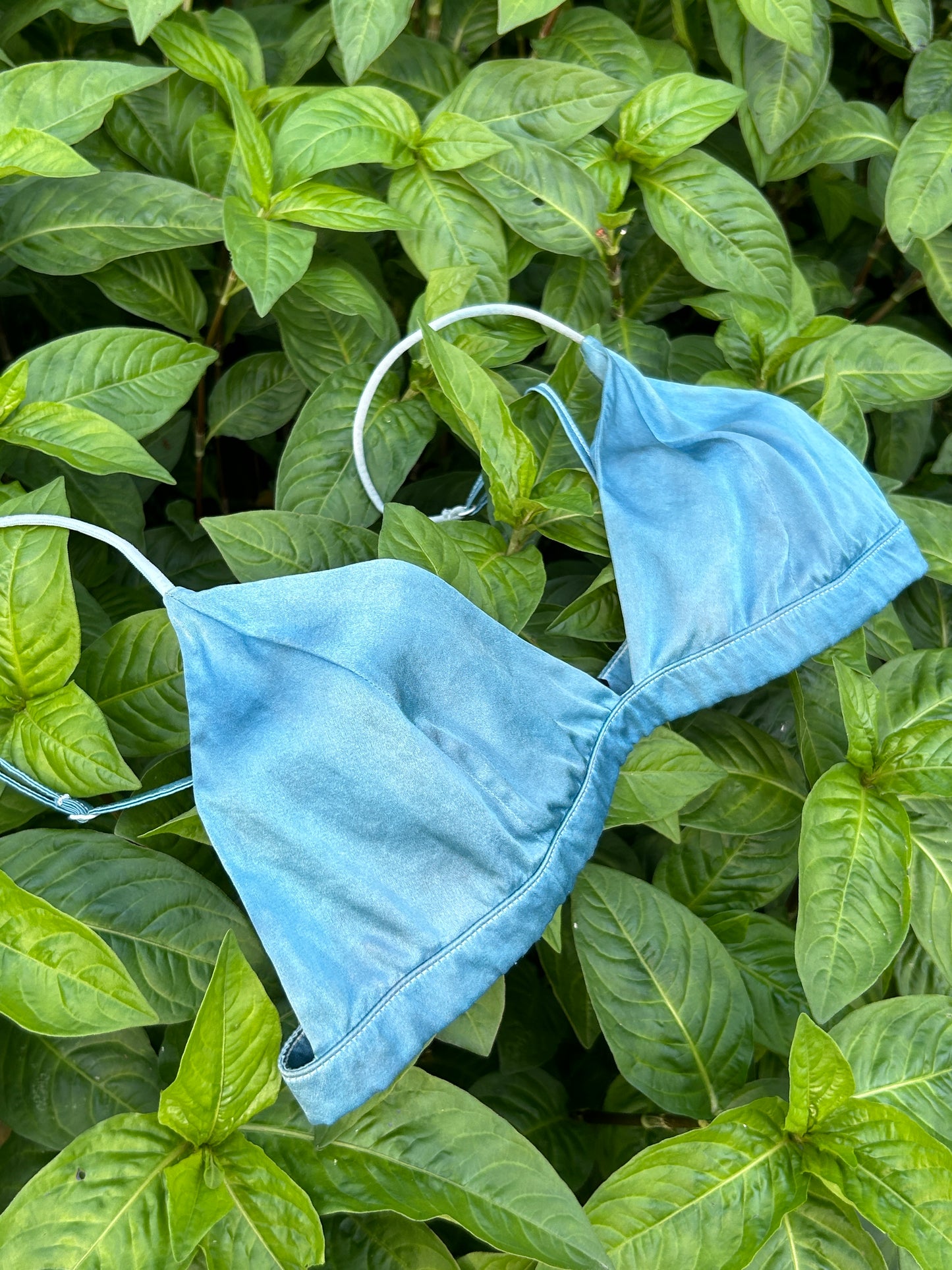 Indigo silk triangle bralette - Medium